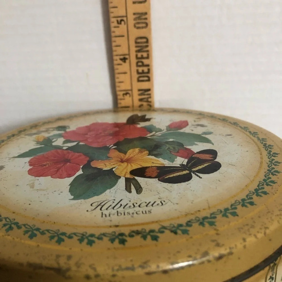 Vintage  Hibiscus Floral Tin - Picture 7 of 8